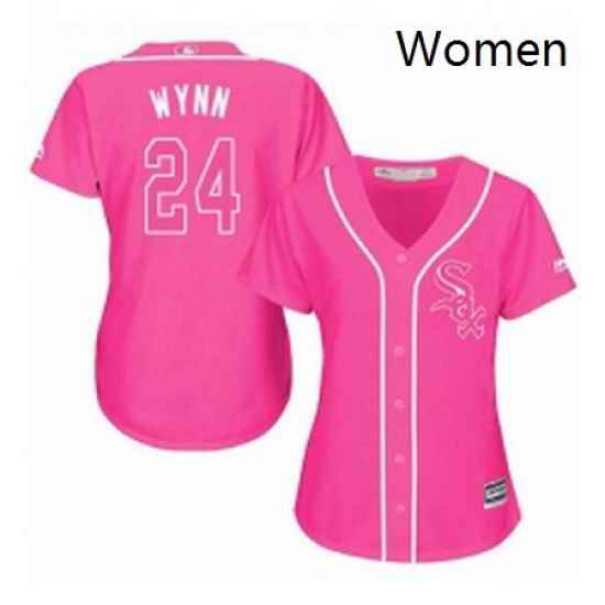 Womens Majestic Chicago White Sox 24 Early Wynn Authentic Pink Fashion Cool Base MLB Jersey
